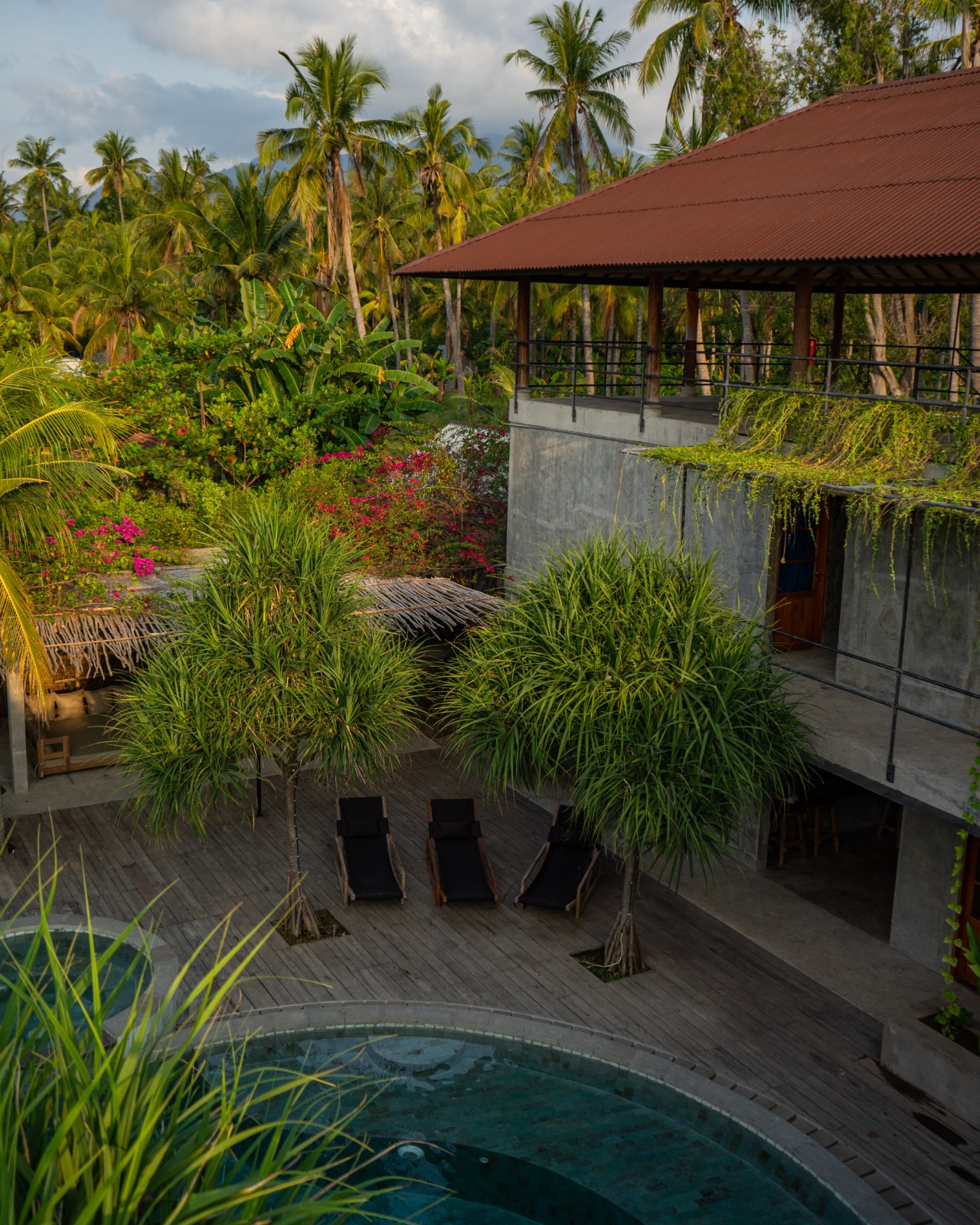Pool, deck and yoga shala